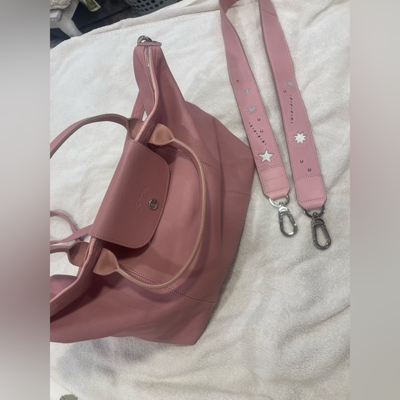 Longchamp leather Shoulder Bag - Soft Pink Handbag - Picture 4 of 16